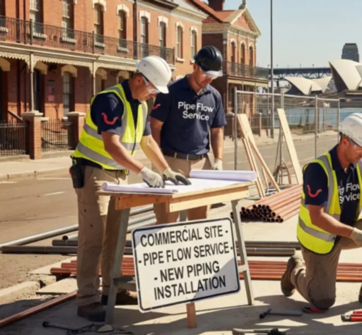 Plumbing technicians working on an Australian project site