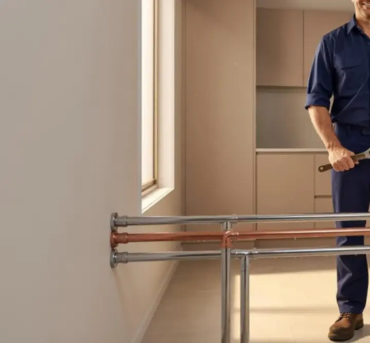 Professional Australian plumber working on residential pipe system