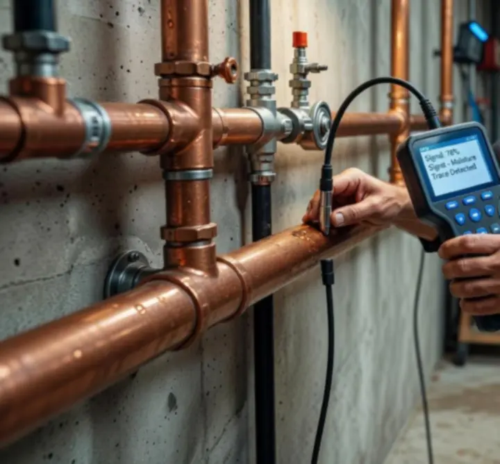 Leak detection equipment being used to locate hidden water leaks