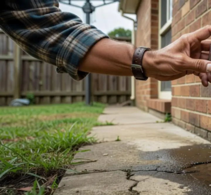 Plumber using leak detection equipment inside an Australian home